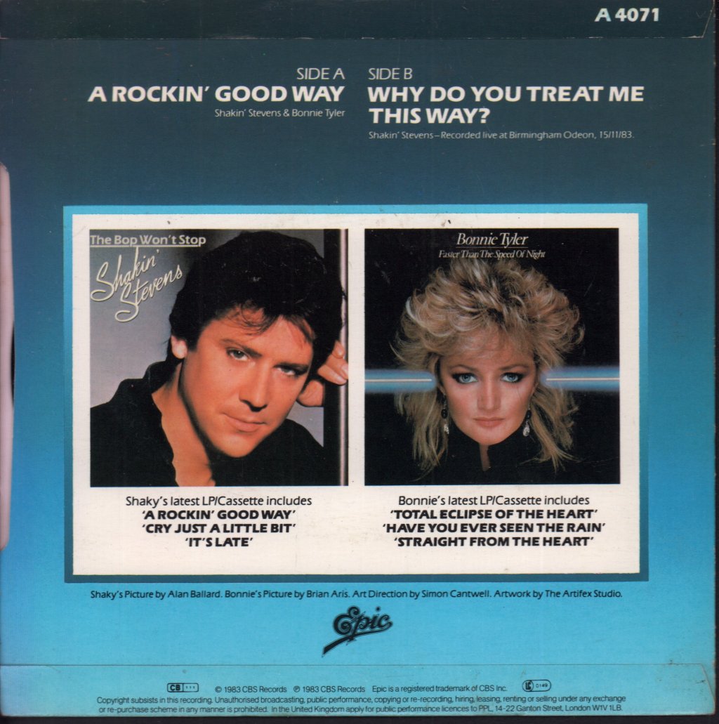 Shakin Stevens And Bonnie Tyler - A Rockin Good Way - 7 Inch