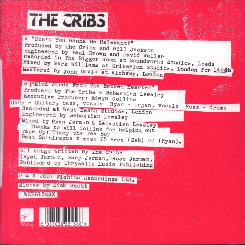 Cribs - Don't You Wanna Be Relevant - 7 Inch
