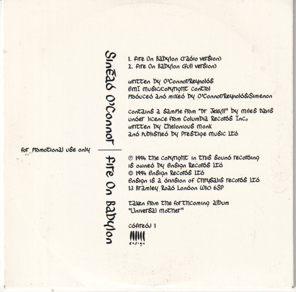 Sinéad O'Connor - Fire On Babylon - Cd