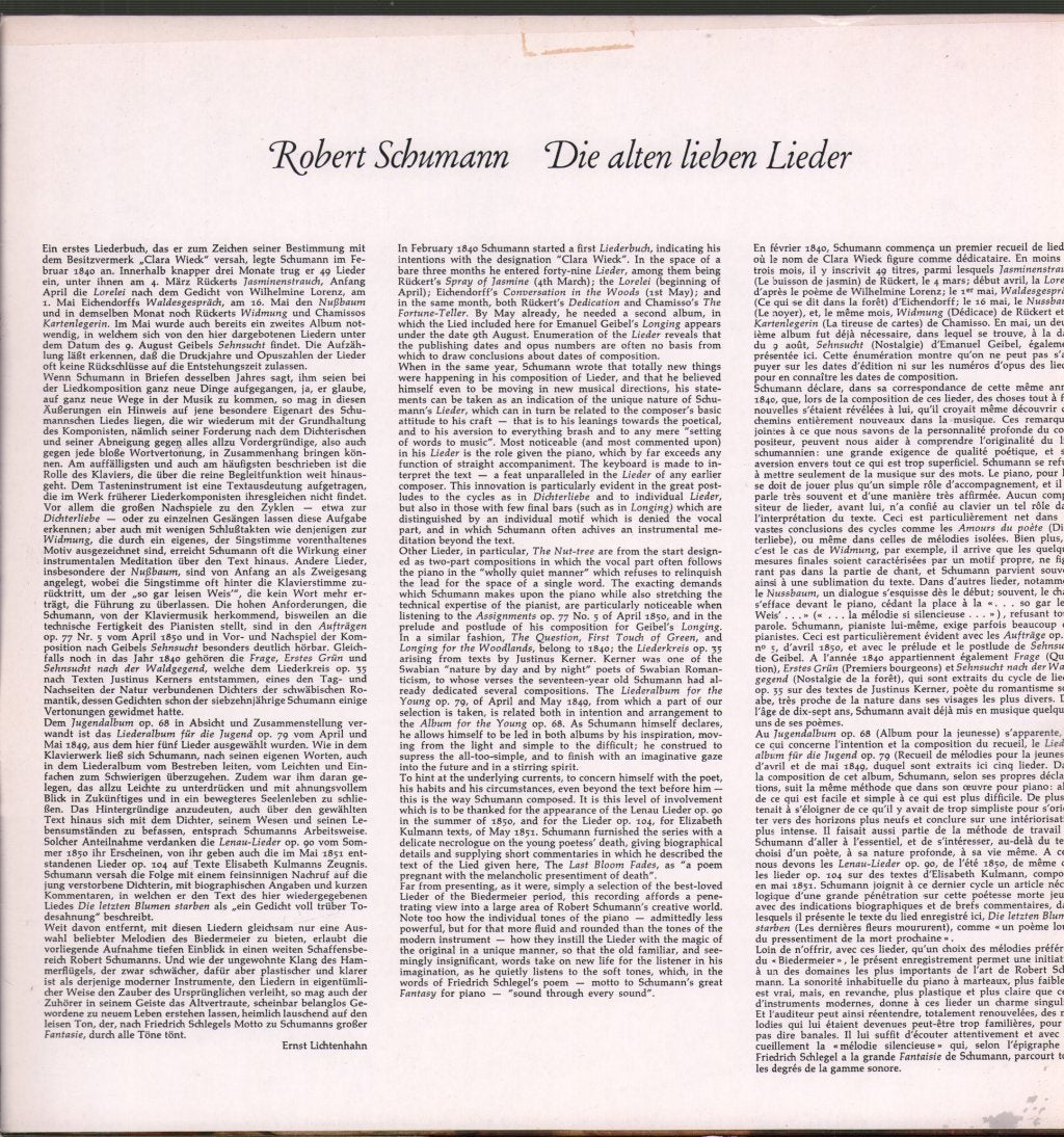 Elly Ameling / Jorg Demus - Robert Schumann - Die Alten Lieben Lieder - Lp