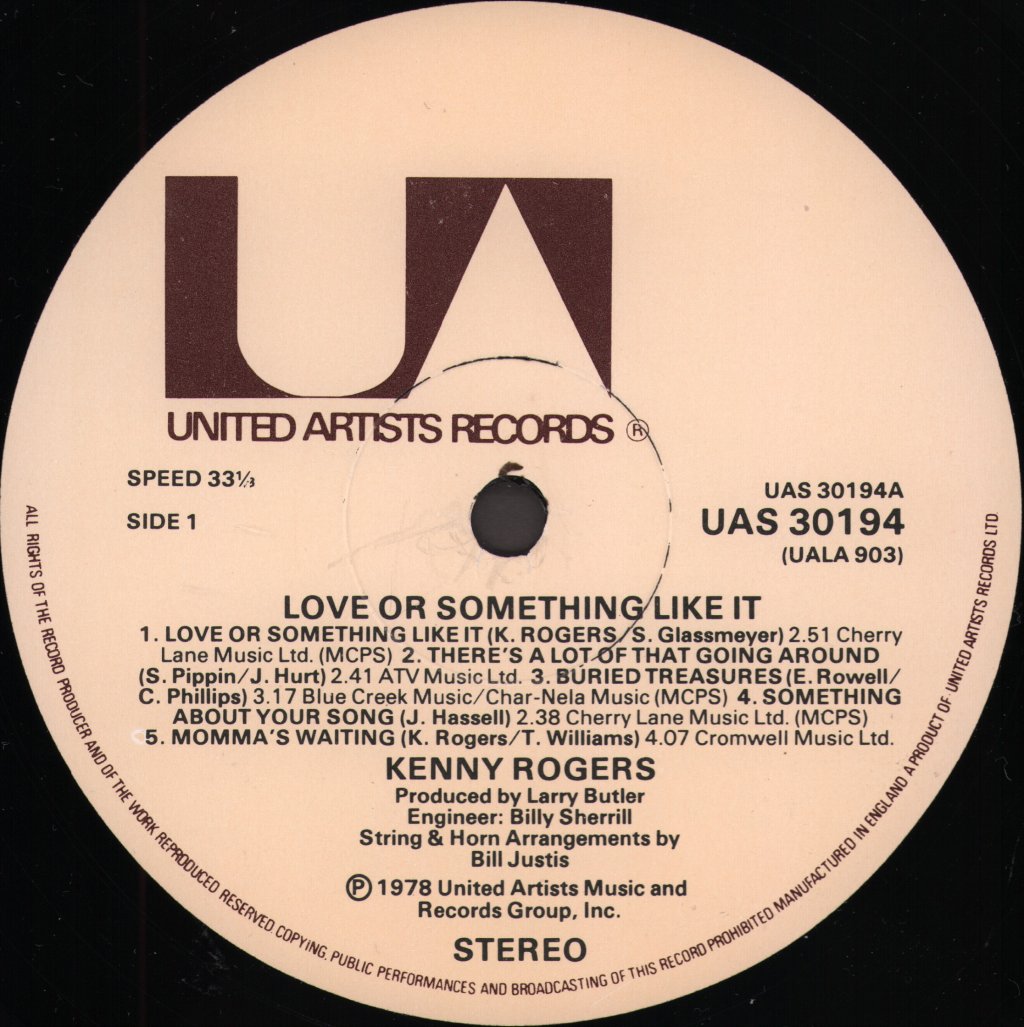 Kenny Rogers - Love Or Something Like It - Lp