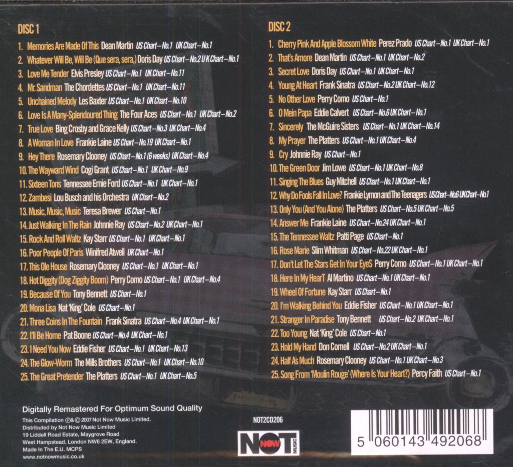 Various Artists - Top 10 Hits Of The '50s - Double Cd