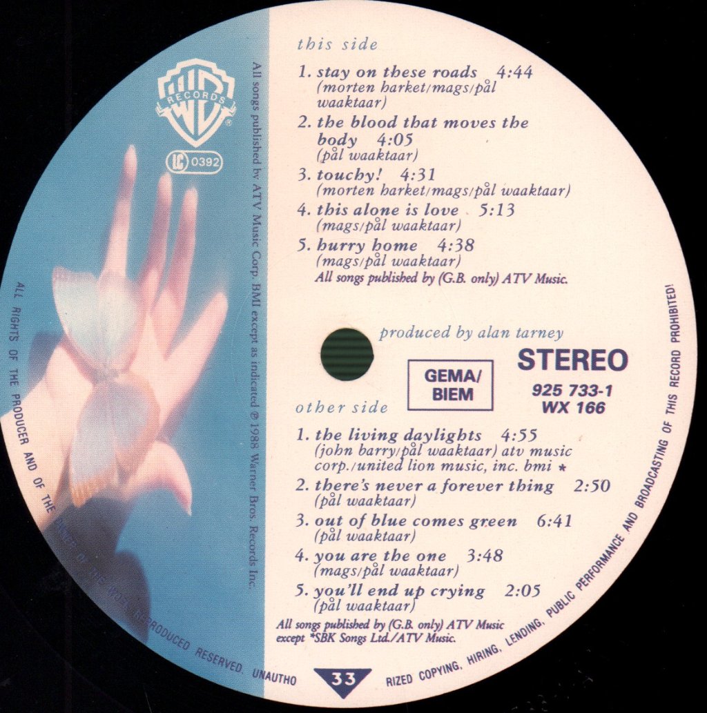 A-Ha - Stay On These Roads - Lp