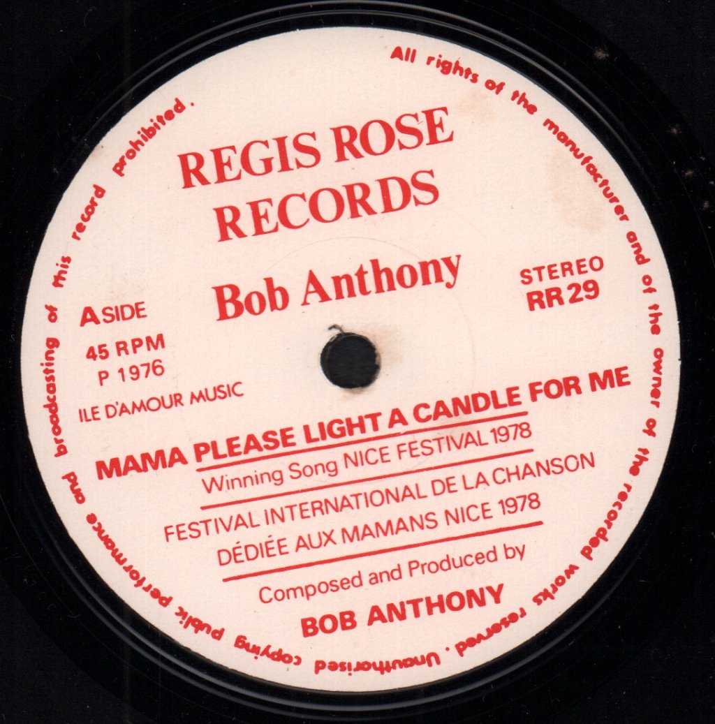 Bob Anthony - Mama Please Light A Candle For Me - 7 Inch