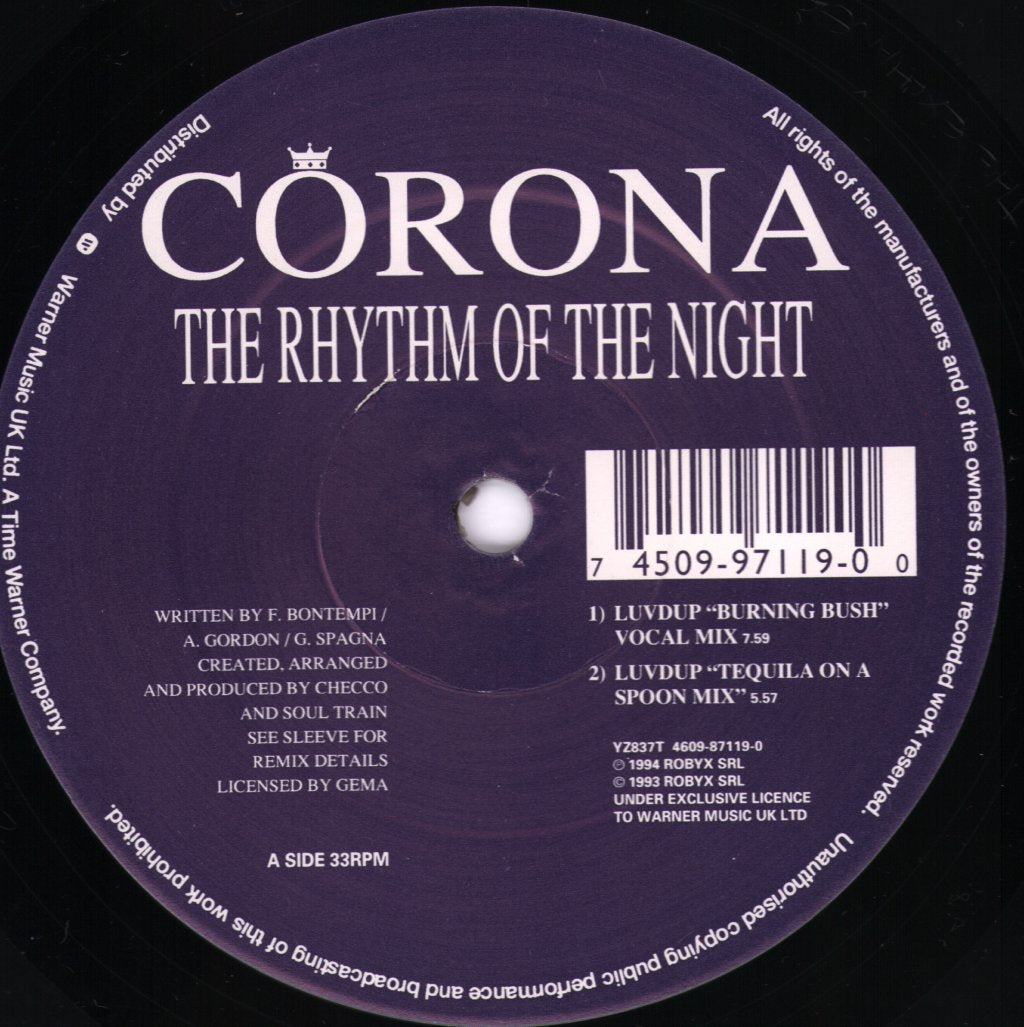 Corona - Rhythm Of The Night - 12 Inch