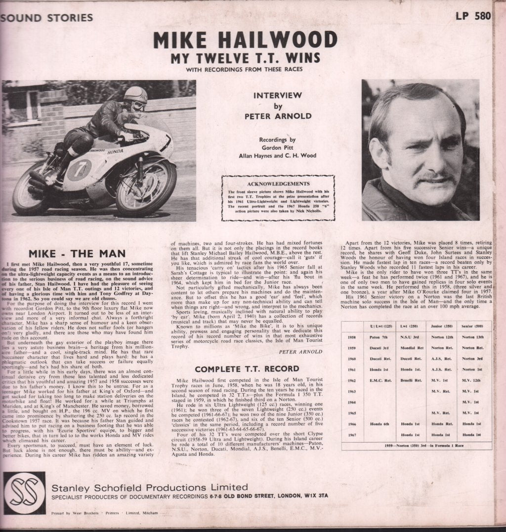 Mike Hailwood - My Twelve Tt Wins - Lp