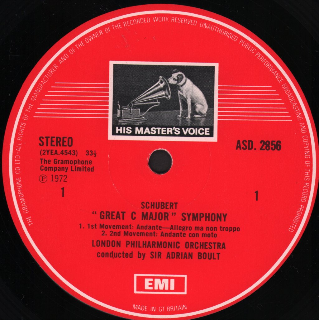 Sir Adrian Boult / London Philharmonic Orchestra - Schubert - Great C Major Symphony - Lp