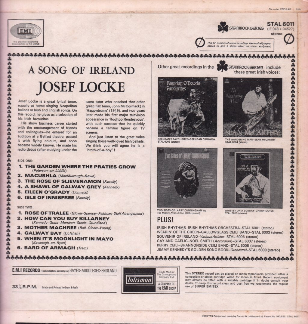 Josef Locke - A Song Of Ireland - Lp