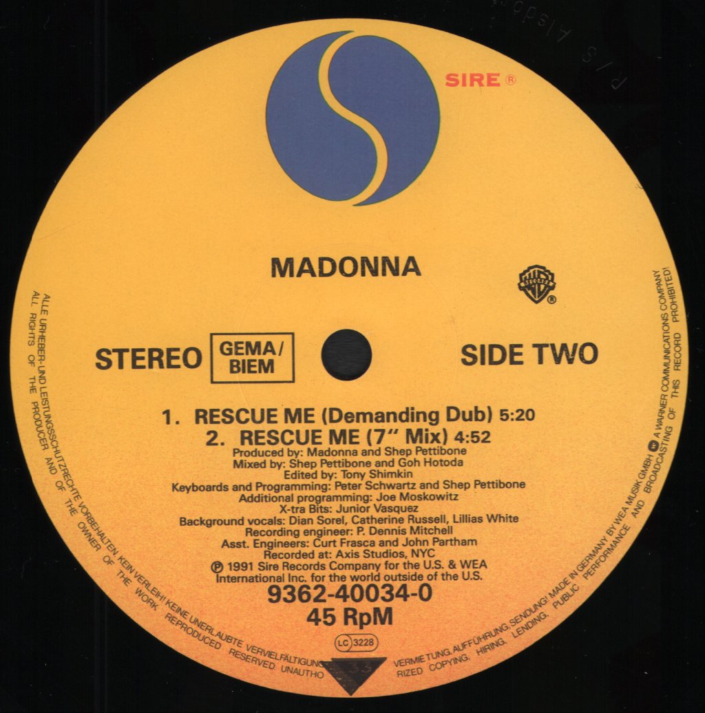 Madonna - Rescue Me - 12 Inch