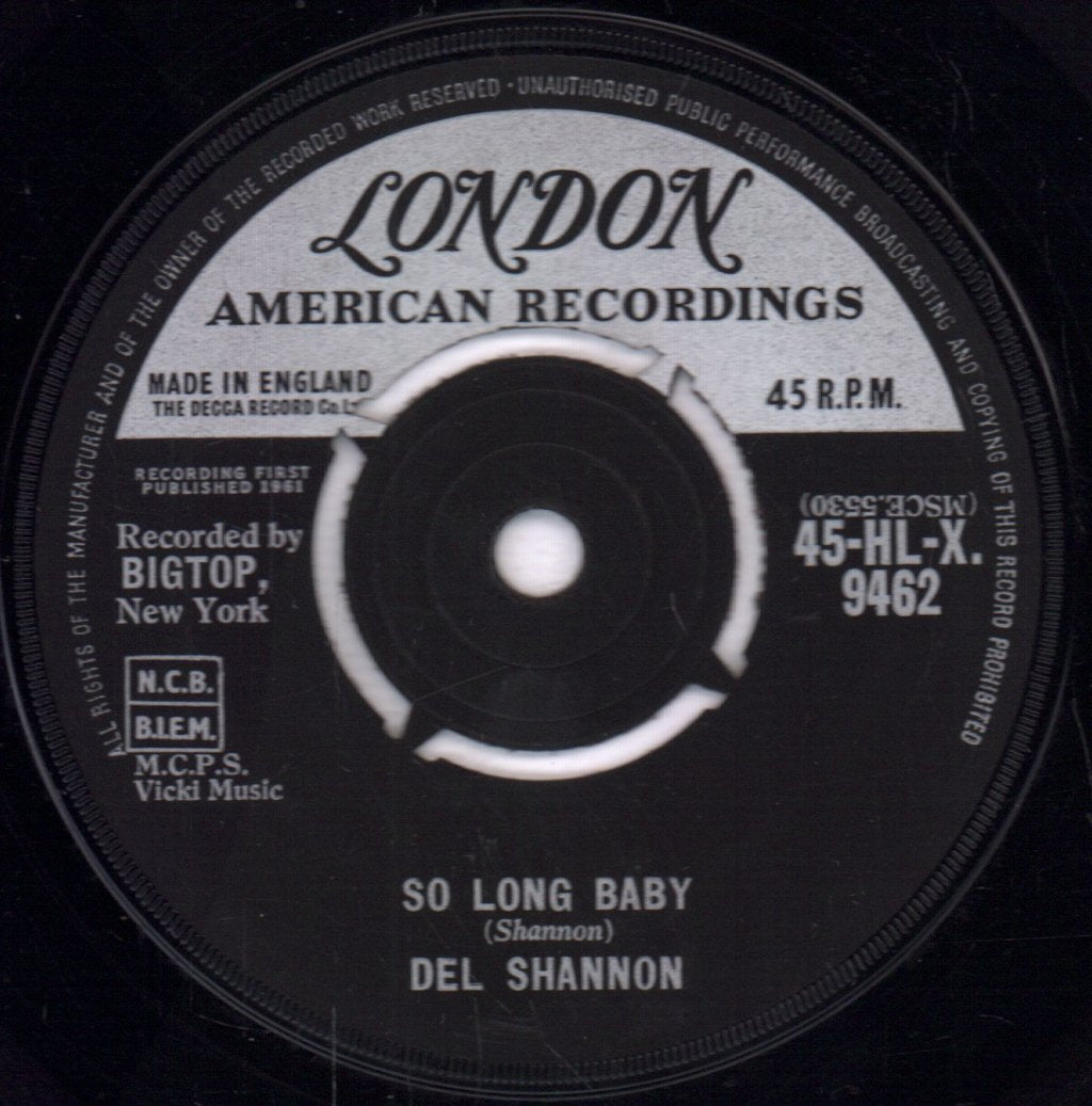 Del Shannon - So Long Baby - 7 Inch