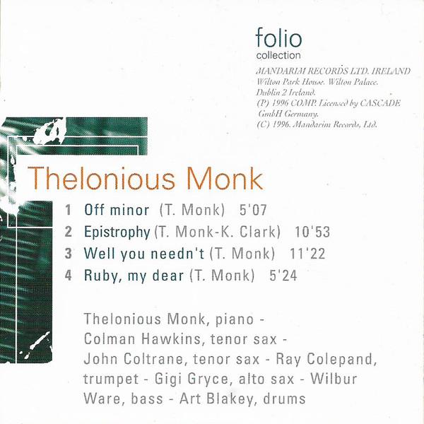 Thelonious Monk - Jazz Masters 100 Anos De Swing - Cd