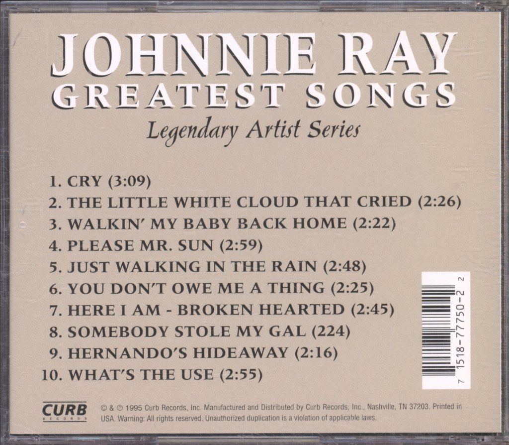 Johnnie Ray - Greatest Songs - Cd