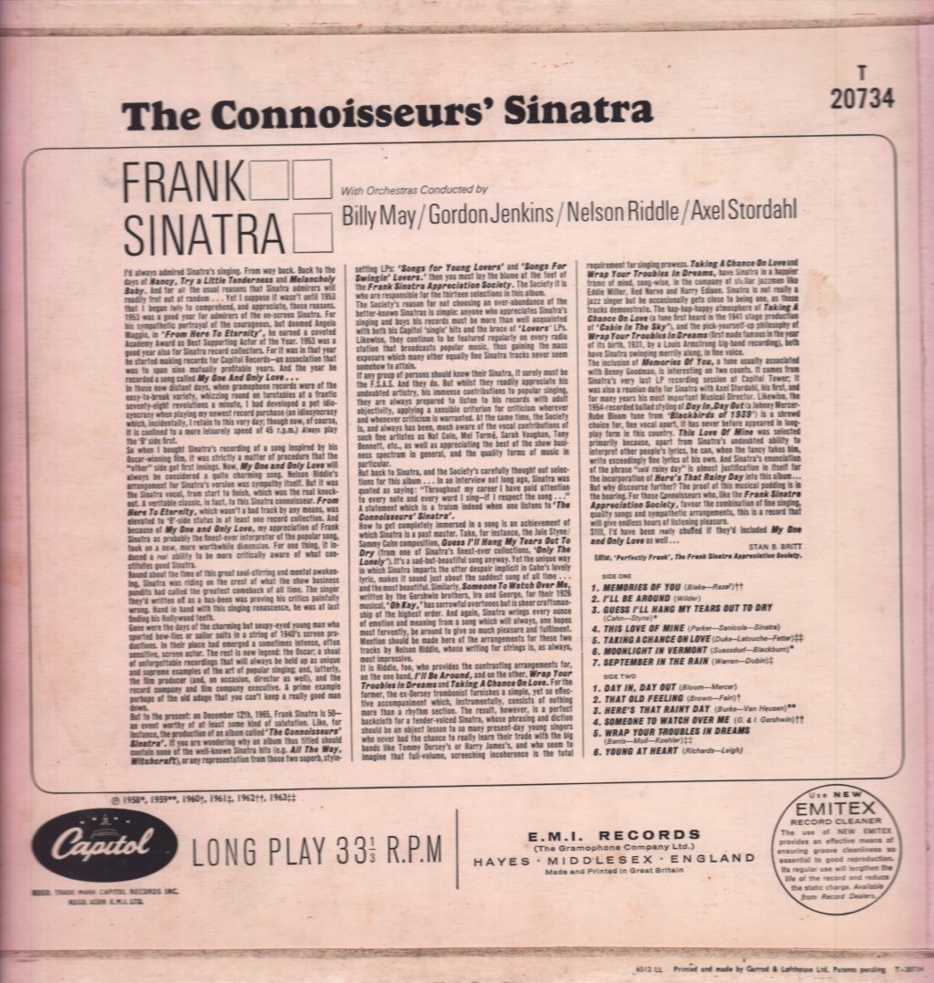 Frank Sinatra - Connoisseurs Sinatra - Lp