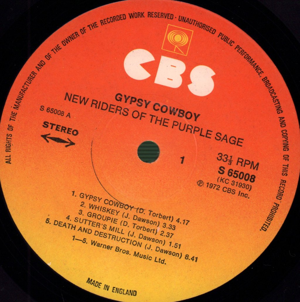New Riders Of The Purple Sage - Gypsy Cowboy - Lp
