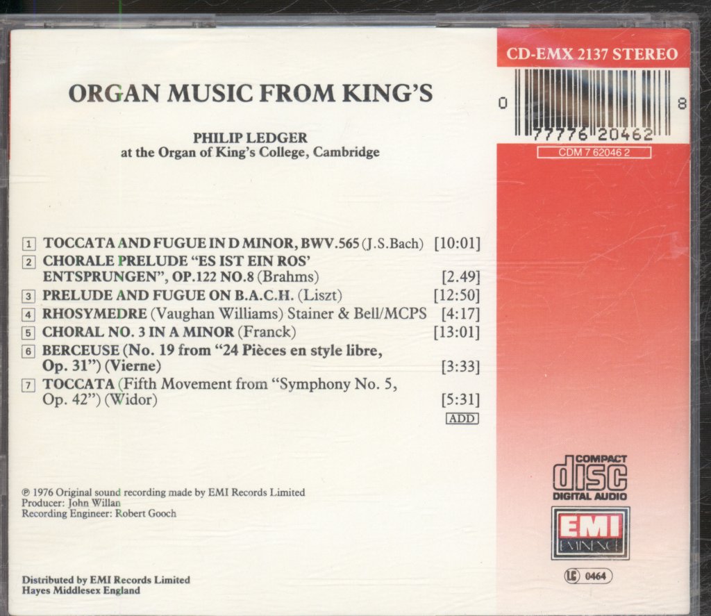 Philip Ledger - Organ Music From King's - Cd