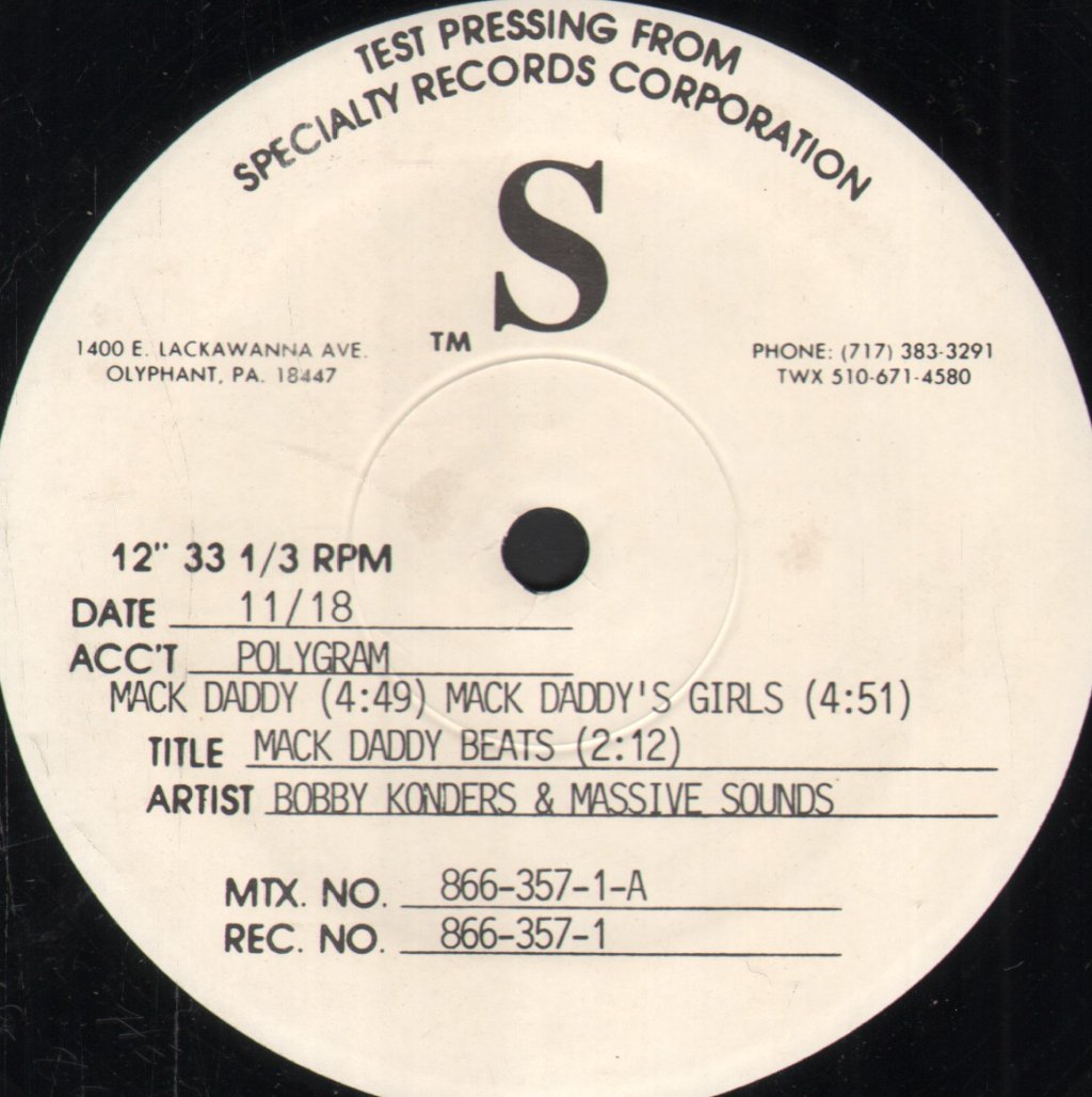 Bobby Konders And Massive Sounds - Mack Daddy - 12 Inch