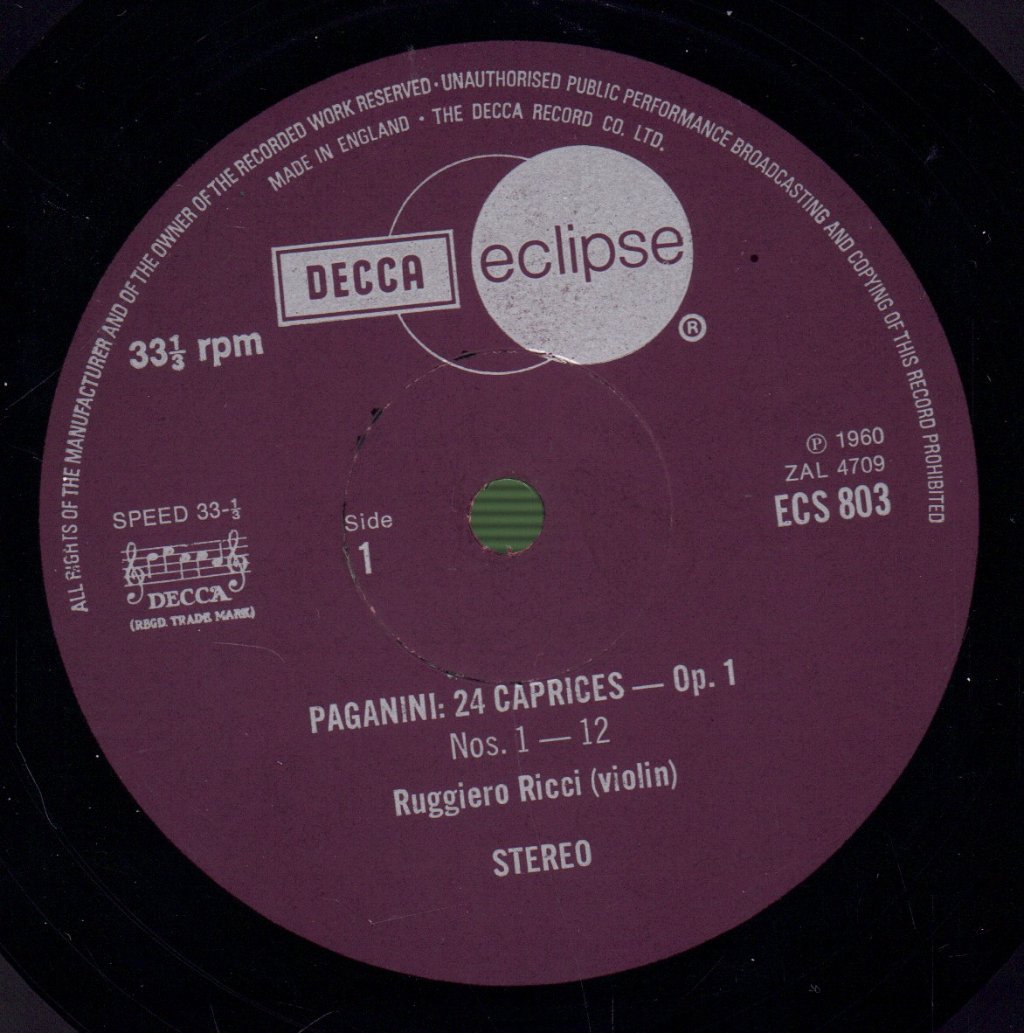 Ruggiero Ricci - Paganini - 24 Caprices Op 1 - Lp