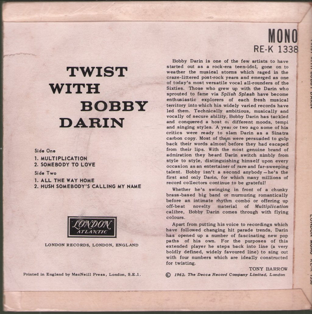 Bobby Darin - Twist With - 7 Inch