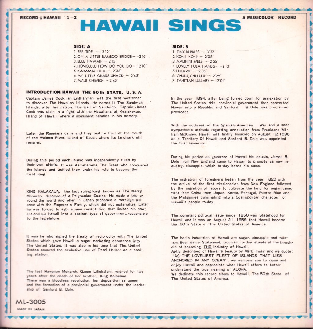 Various Artists - Hawaii Sings - Lp
