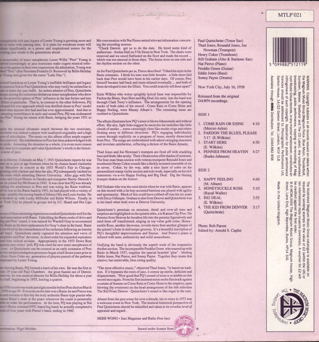 Paul Quinichette - Kid From Denver - Lp