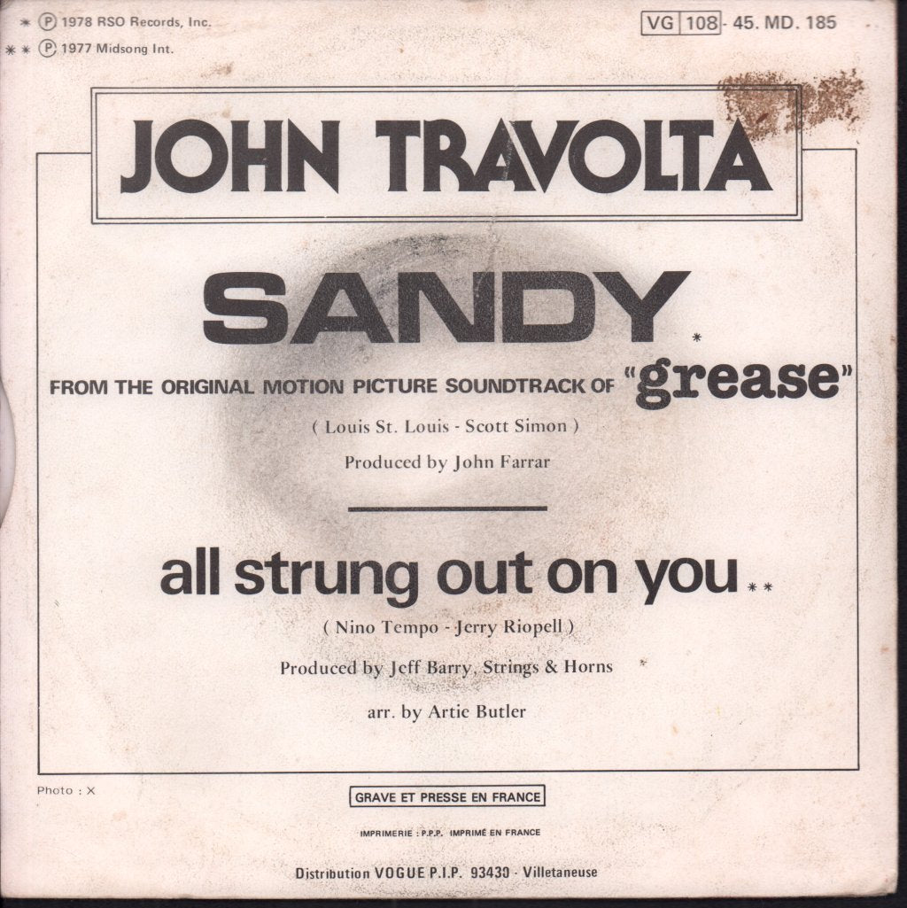 John Travolta - Sandy - 7 Inch
