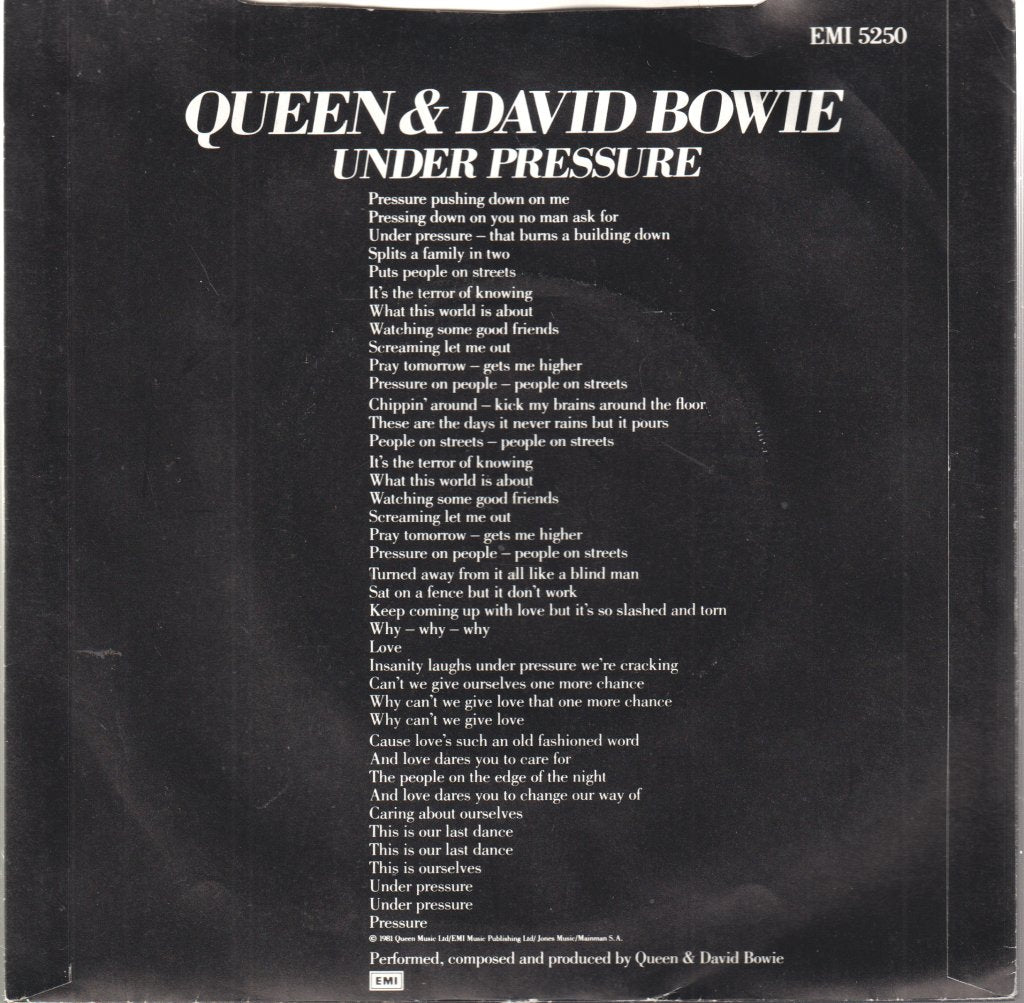 Queen And David Bowie - Under Pressure - 7 Inch