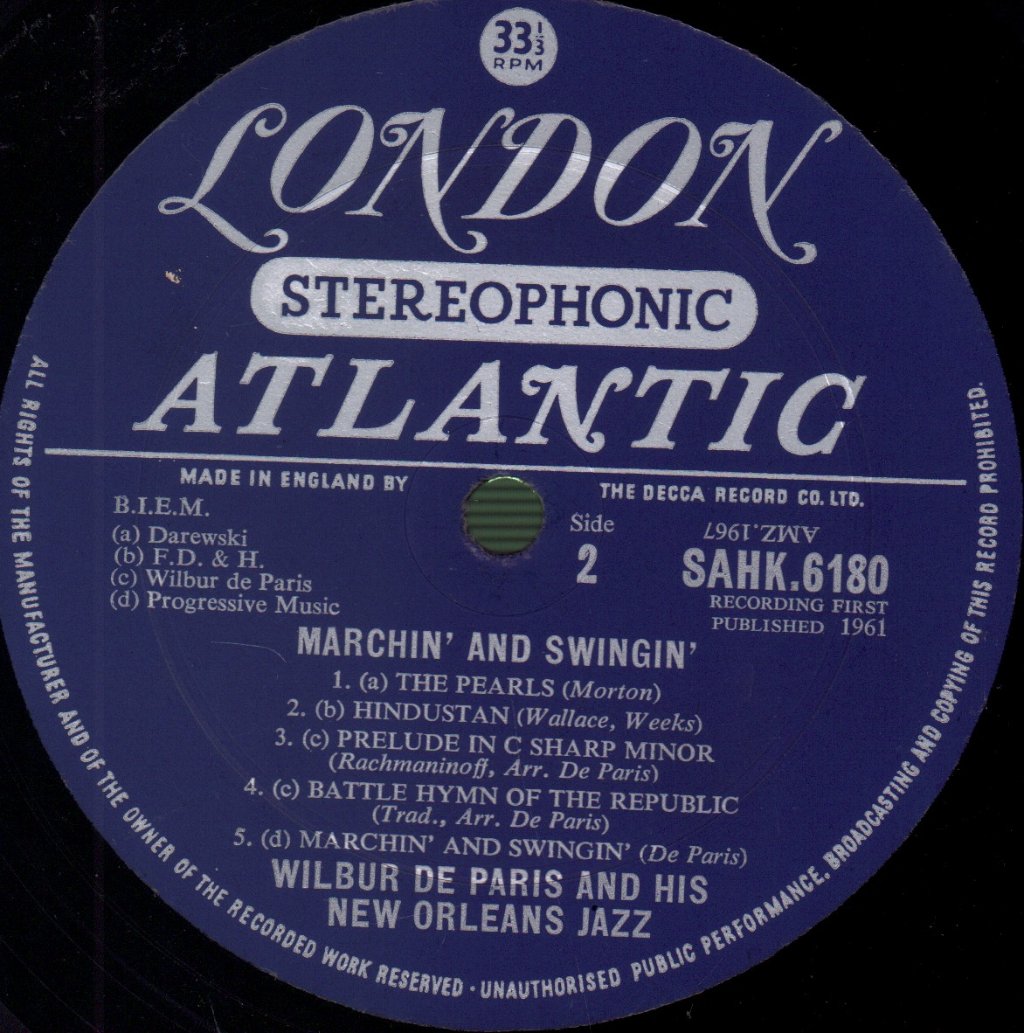Wilbur De Paris And His New New Orleans Jazz - Marchin' And Swingin' - Lp