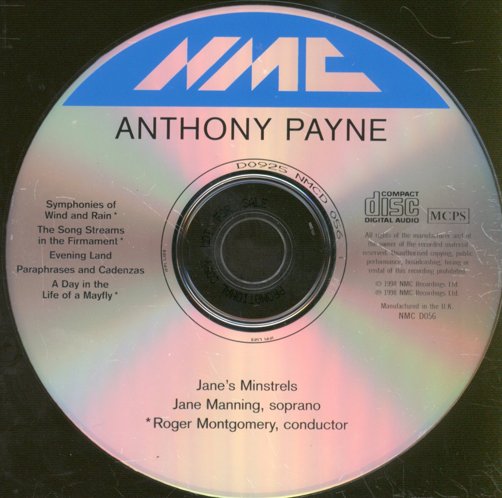 Jane's Minstrels - Anthony Payne - A Day In The Life Of A Mayfly & Other Chamber Works - Cd