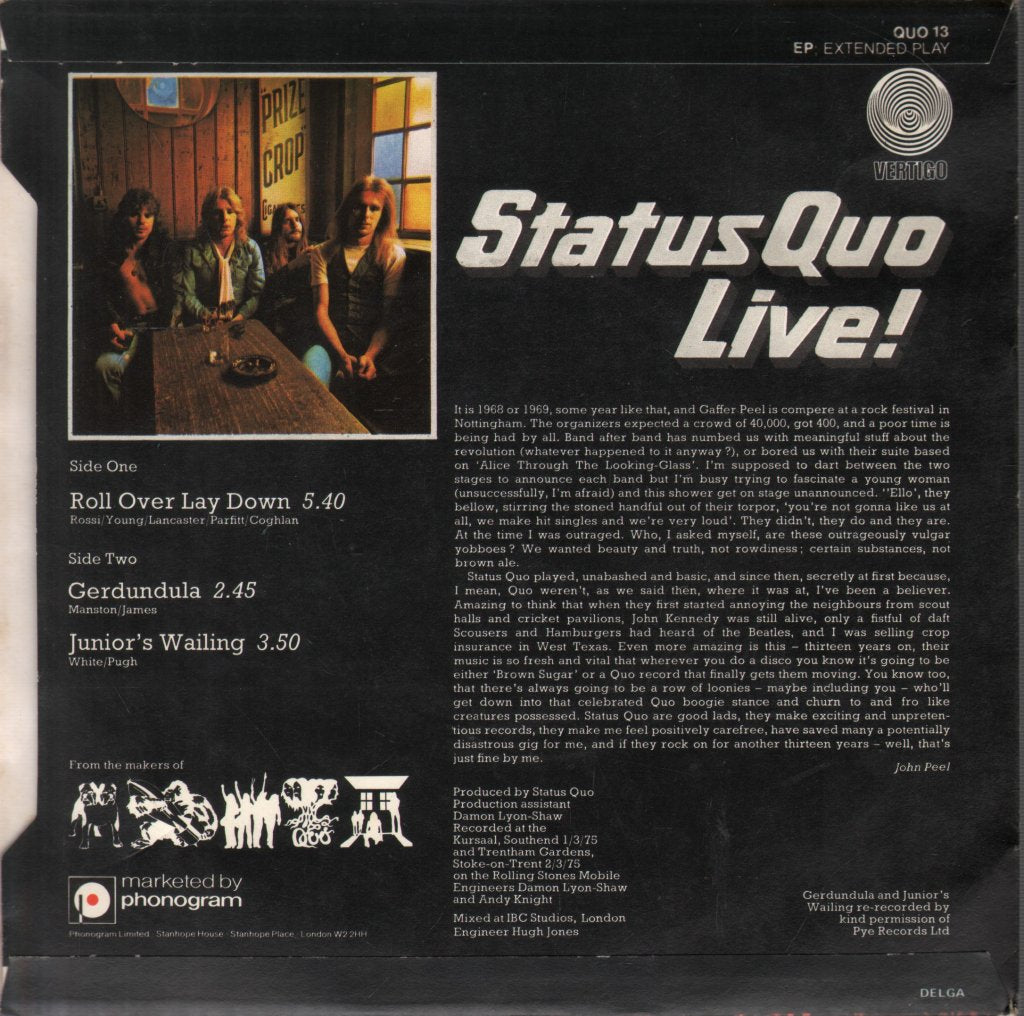 Status Quo - Live! - 7 Inch