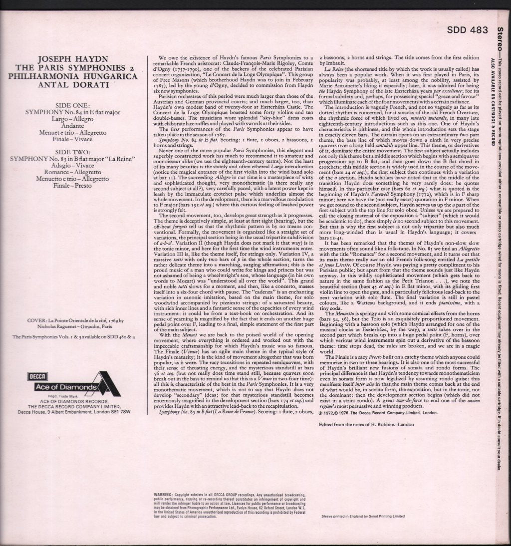 Antal Dorati / Philharmonia Hungarica - Joseph Haydn - Paris Symphonies 2 - Lp