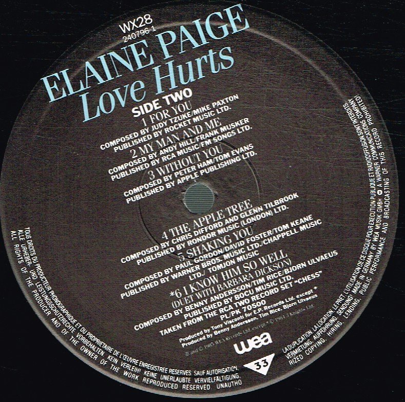 Elaine Paige - Love Hurts - Lp