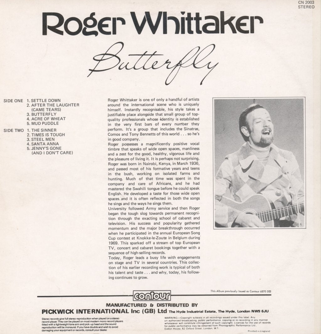Roger Whittaker - Butterfly - Lp