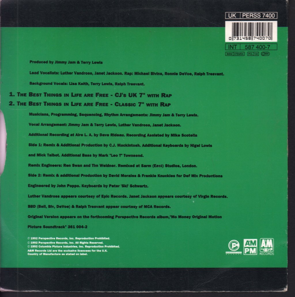 Luther Vandross And Janet Jackson - Best Things In Life Are Free - 7 Inch