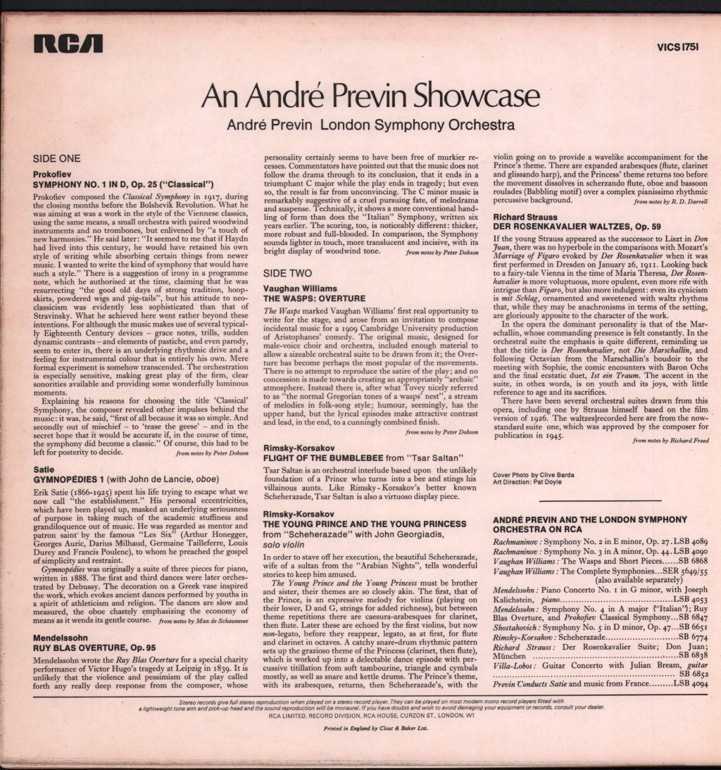 Andre Previn / London Symphony Orchestra - An Andre Previn Showcase - Lp