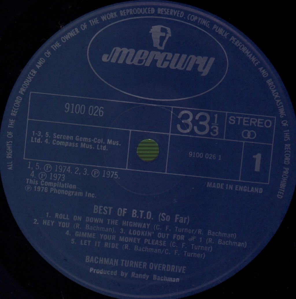 Bachman Turner Overdrive - Best Of B.T.O. (So Far) - Lp