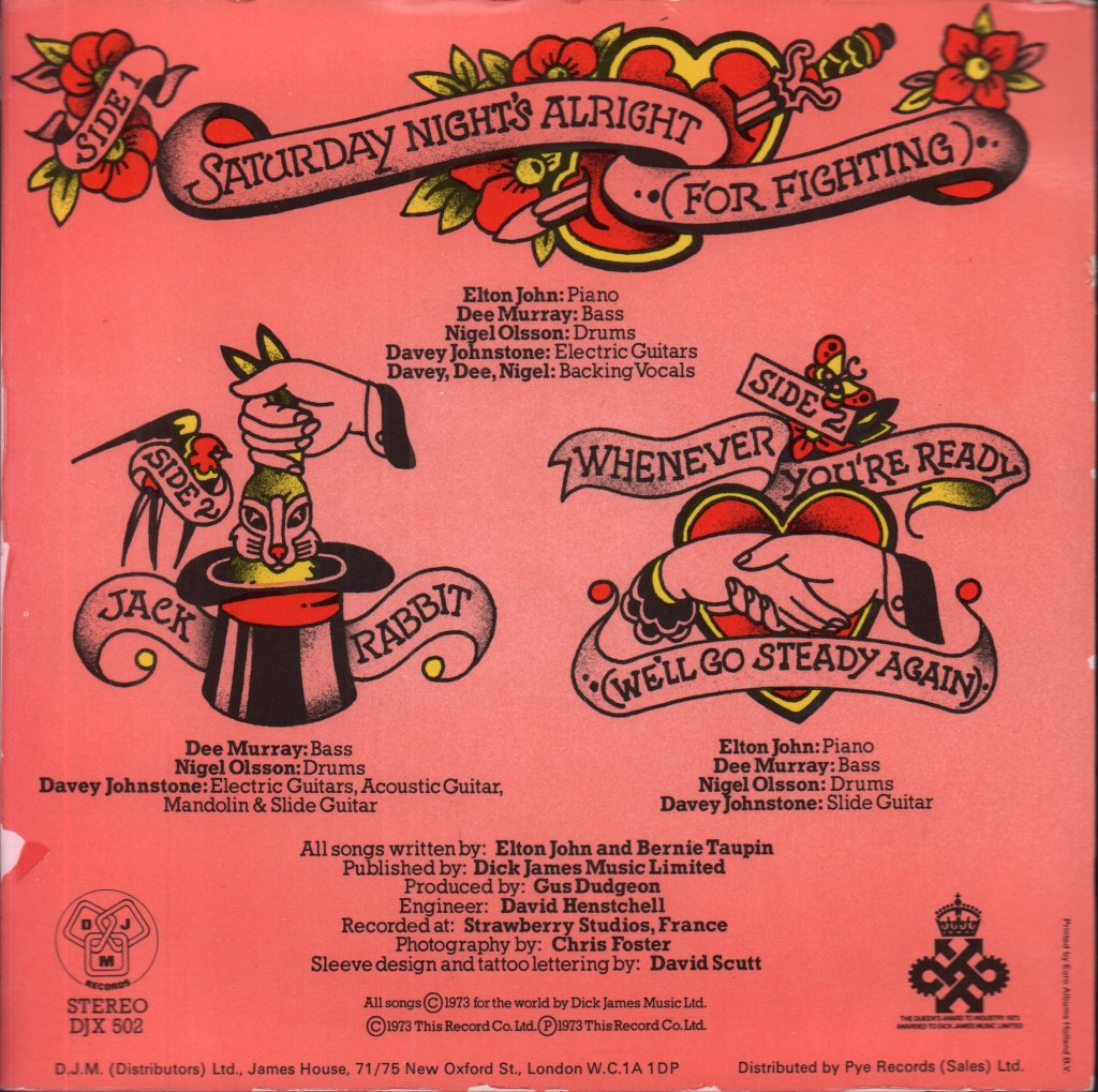 Elton John - Saturday Night's Alright For Fighting - 7 Inch