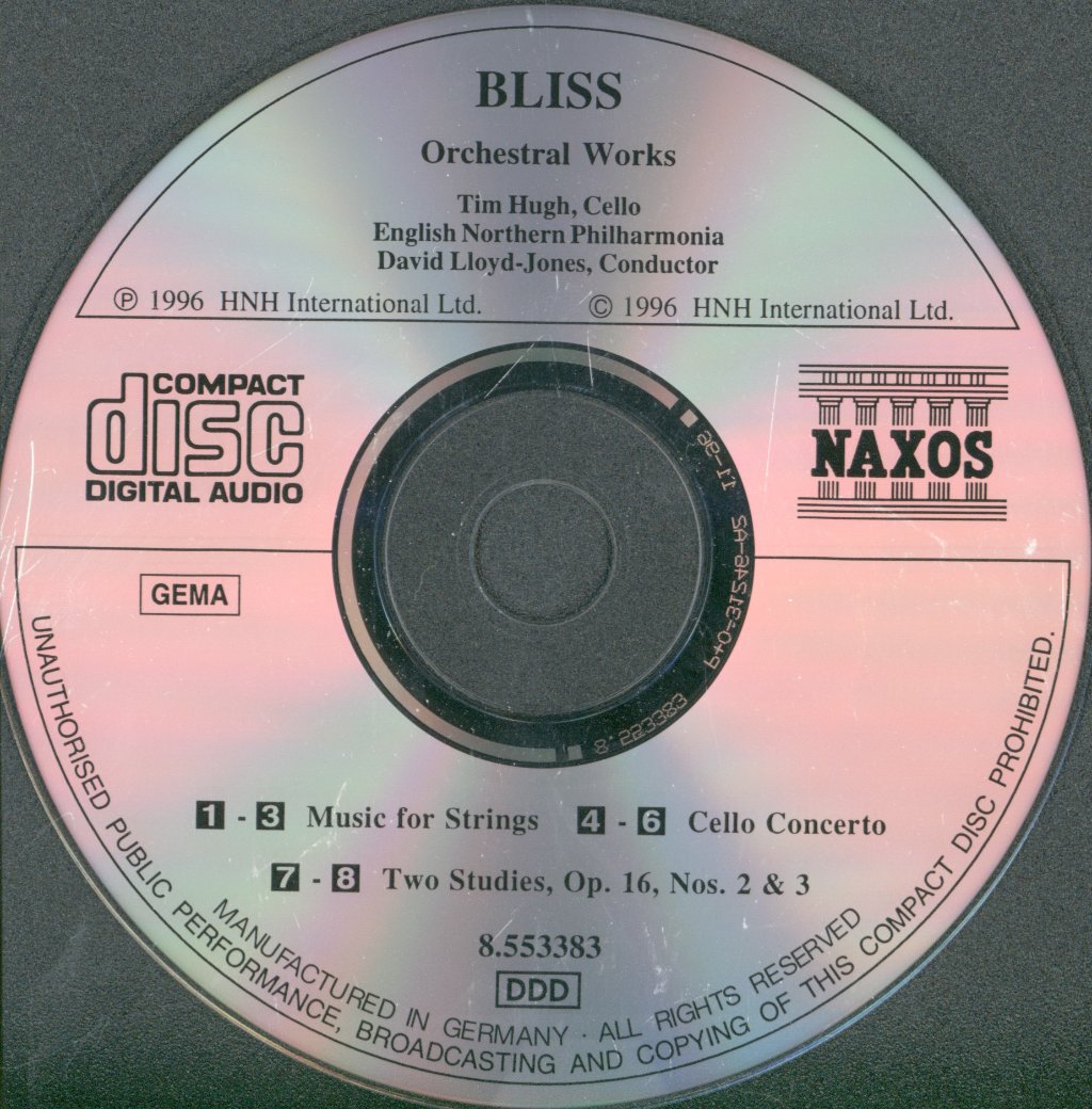 Tim Hugh, English Northern Philharmonia, David Lloyd-Jones - Bliss - Cello Concerto • Music For Strings • Two Studies - Cd
