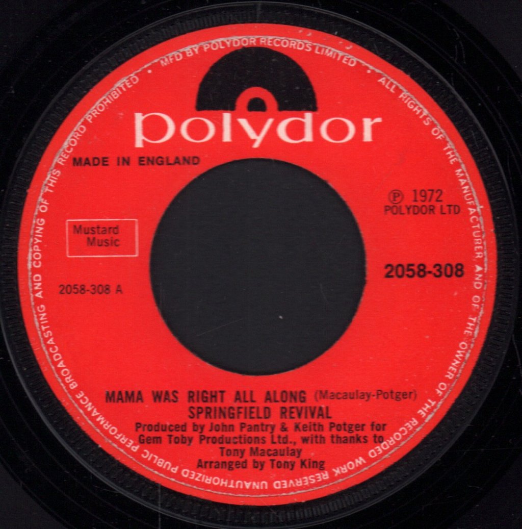 Springfield Revival - Mama Was Right All Along - 7 Inch