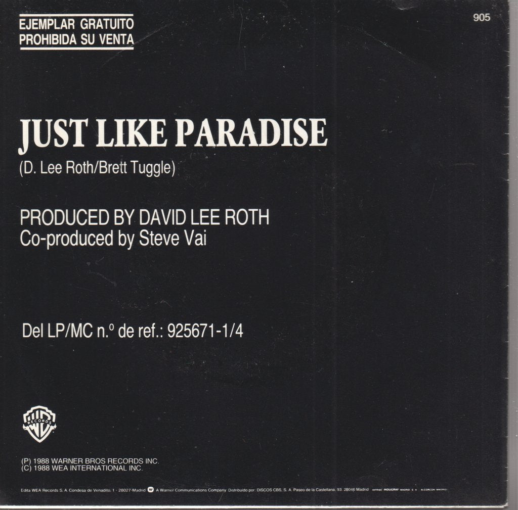 David Lee Roth - Just Like Paradise - 7 Inch