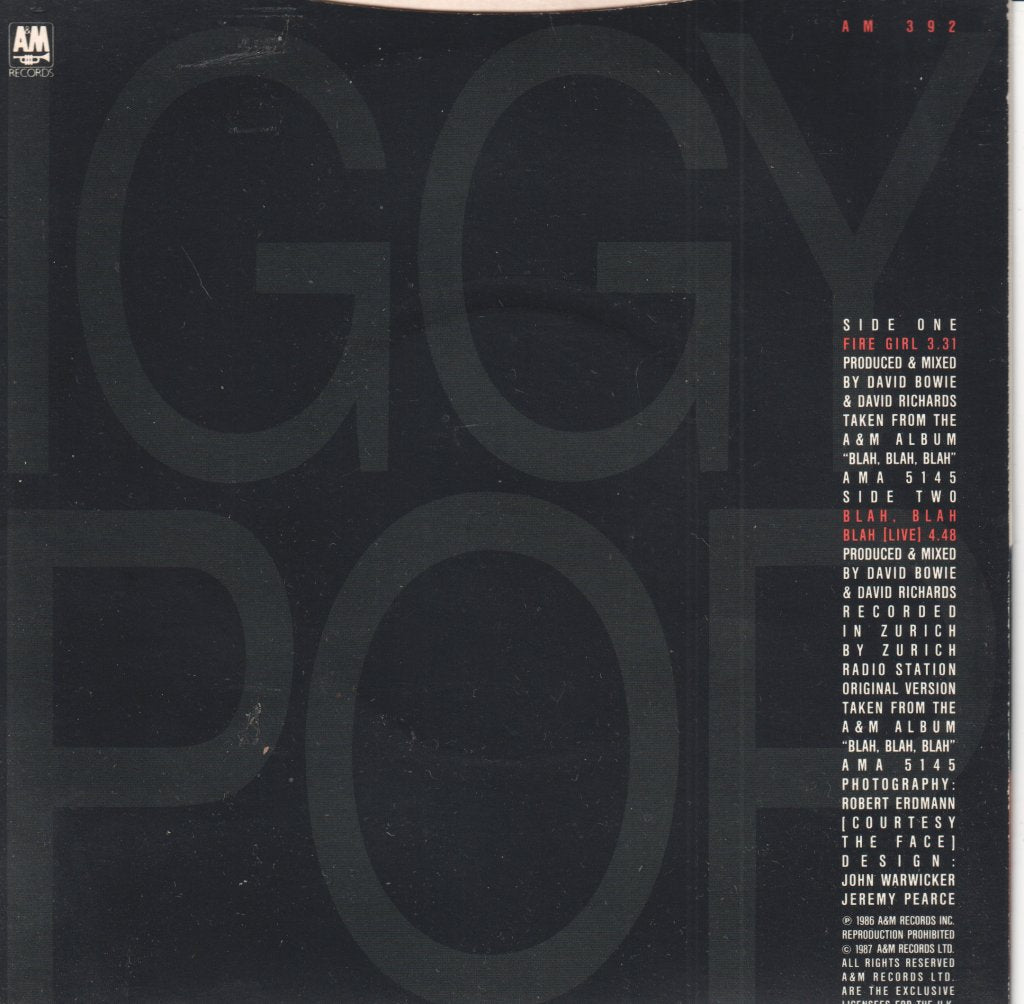 Iggy Pop - Fire Girl - 7 Inch
