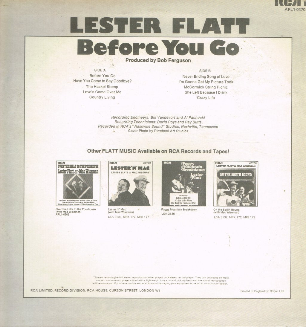 Lester Flatt - Before You Go - Lp