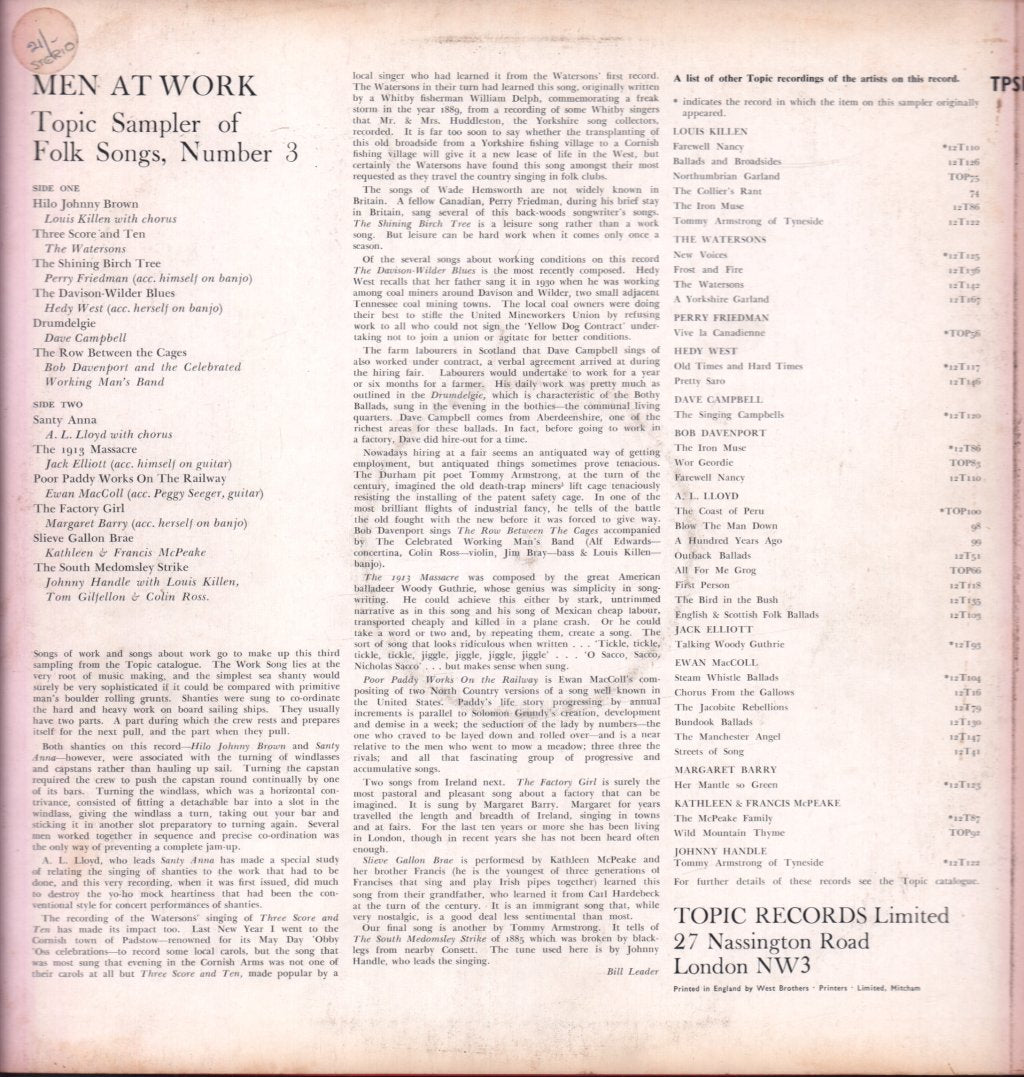 Topic Sampler No. 3 - Men At Work - Lp