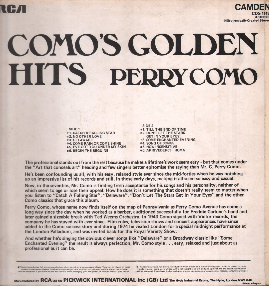 Perry Como - Como's Golden Hits - Lp