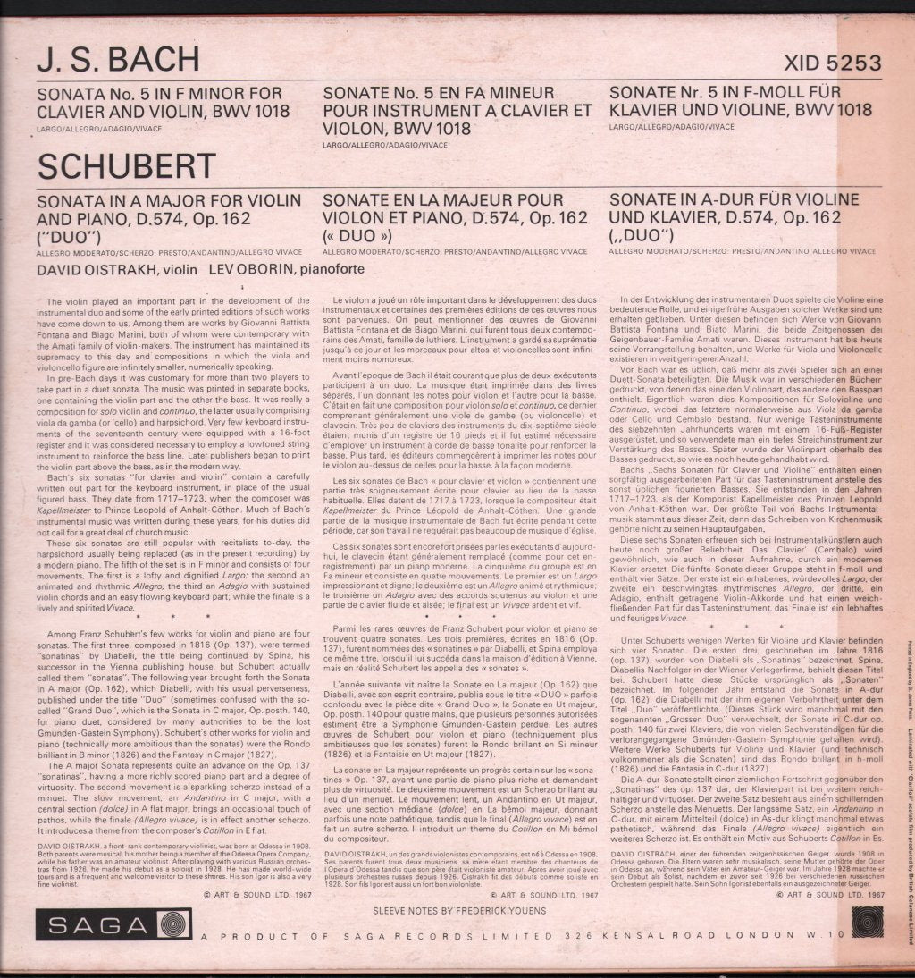 David Oistrakh / Lev Oborin - Plays J.S. Bach - Lp