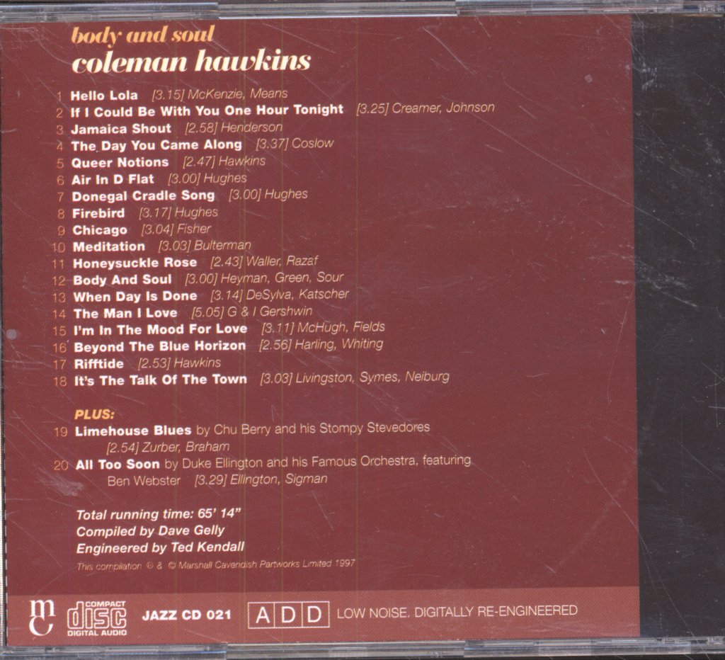 Coleman Hawkins - Body And Soul - Cd