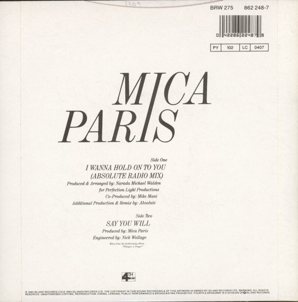 Mica Paris - I Wanna Hold On To You - 7 Inch