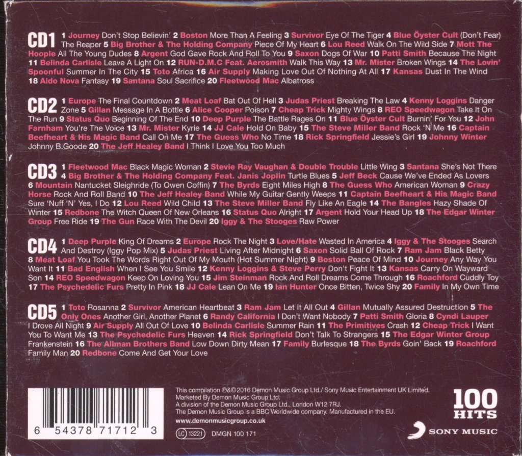 Various Artists - 100 Hits Rock Jukebox - Cd Set