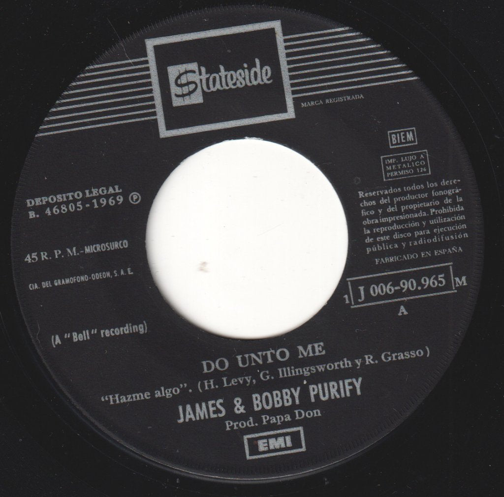James & Bobby Purify - Do Unto Me - 7 Inch