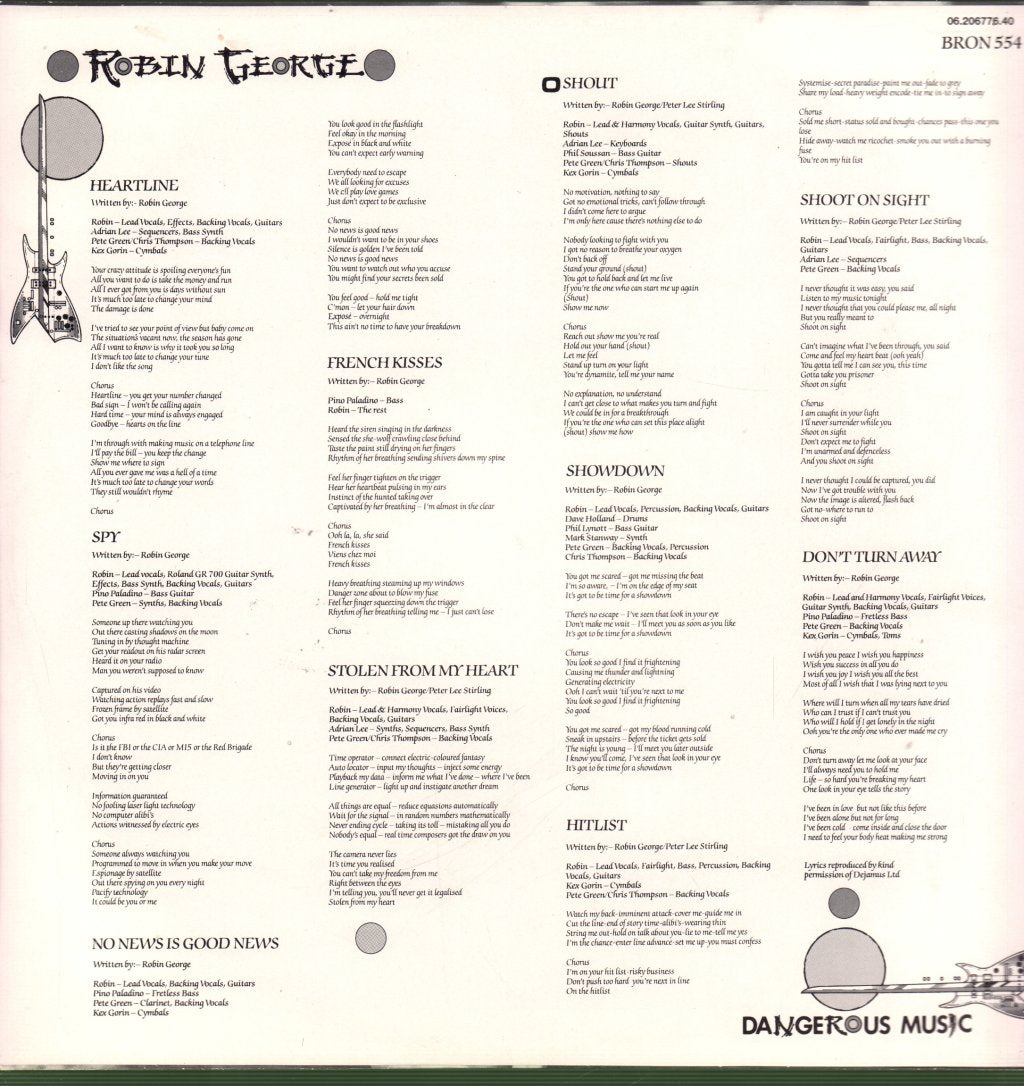 Robin George - Dangerous Music - Lp