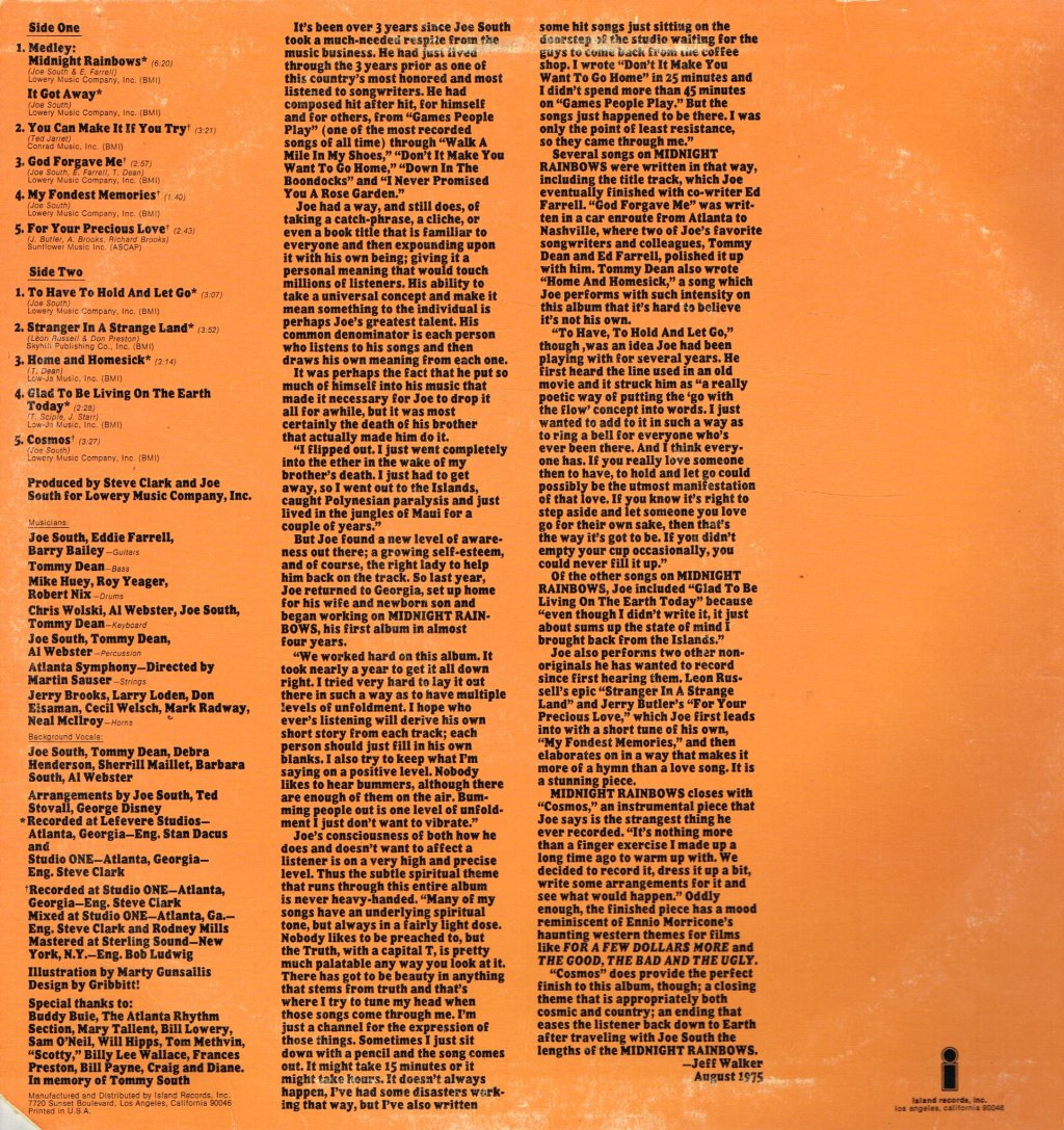 Joe South - Midnight Rainbows - Lp